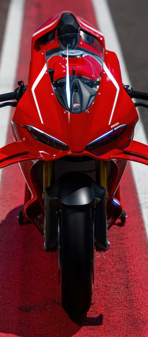 A high-detail view of a red 2026 Ducati Panigale V4 R sports motorcycle featuring... Blackview XPLORE X1 wallpaper photo gallery download