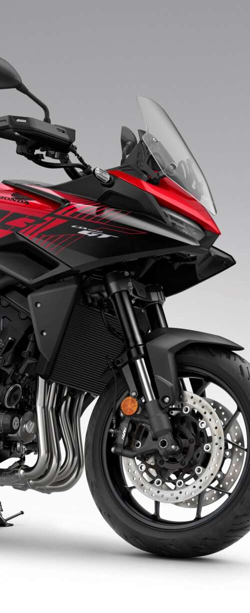 A high-resolution, detailed view of the sleek and modern 2026 Honda CB1000GT sports... Samsung Galaxy Z Flip7 FE hand phone wallpaper