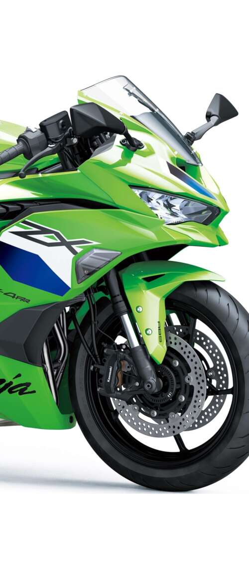 A high-detail rendering of the 2026 Kawasaki Ninja ZX-4RR motorcycle on a plain white... Blackview XPLORE X1 download free phone wallpaper