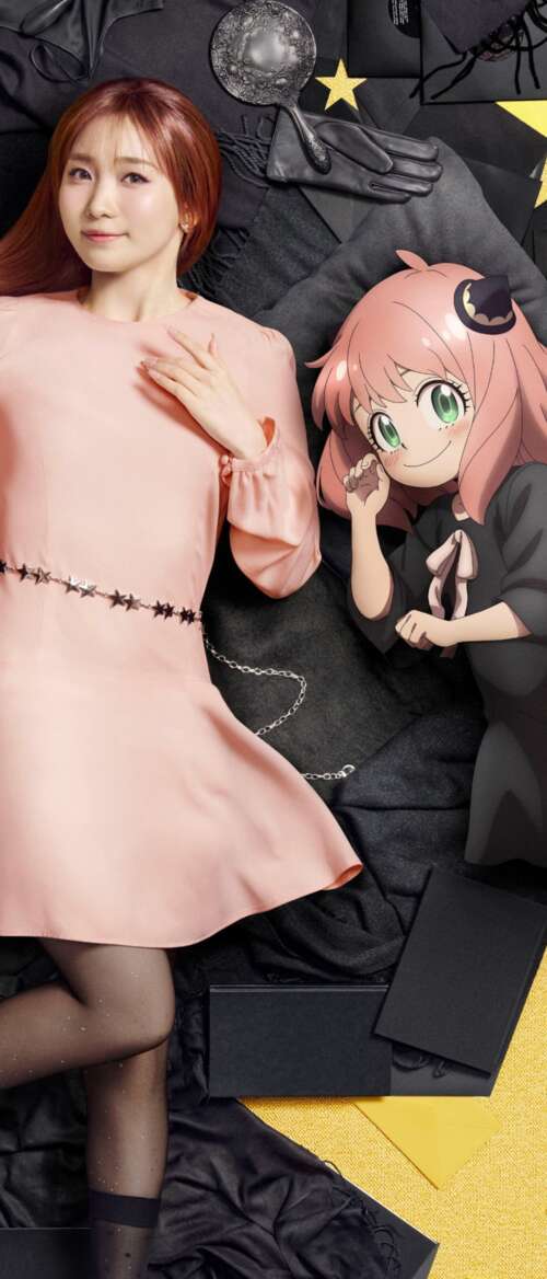 A detailed close-up portrait of Anya Forger from the anime Spy x Family. mobile wallpaper