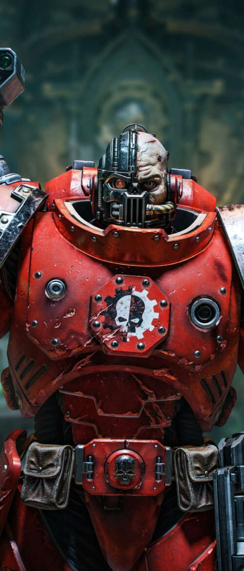 Lieutenant Titus from Warhammer 40,000: Space Marine 2 wearing blue power armor. nubia Flip 3 lock screen wallpaper