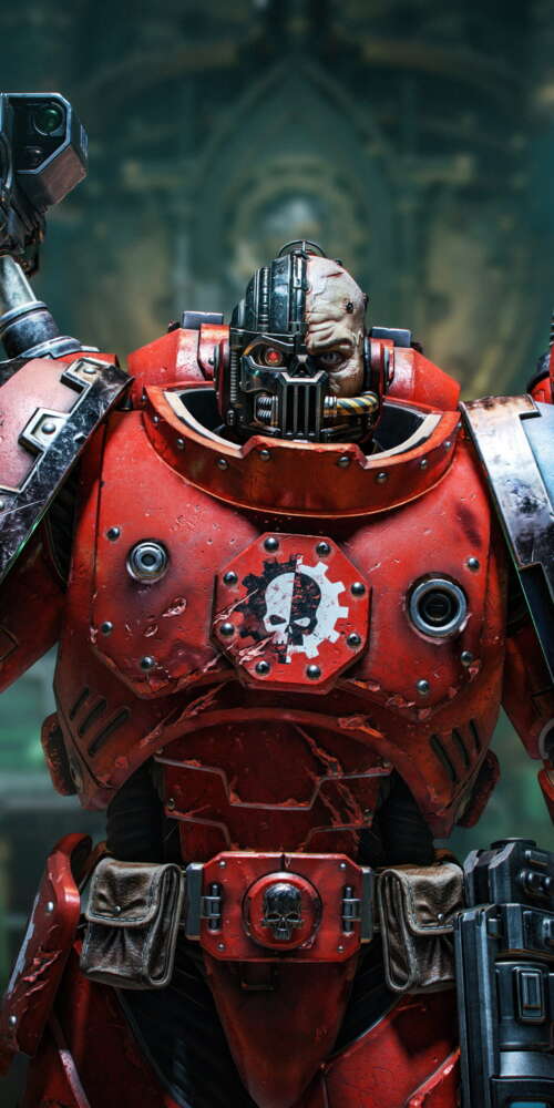 Lieutenant Titus from Warhammer 40,000: Space Marine 2 wearing blue power armor. Ulefone Rugking 2 Pro wallpaper download