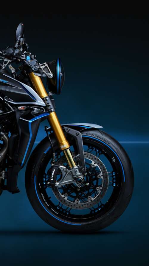 A highly detailed, close-up view of the MV Agusta Rush Titanio naked motorcycle featuring... Apple iPhone SE 2022 free background images