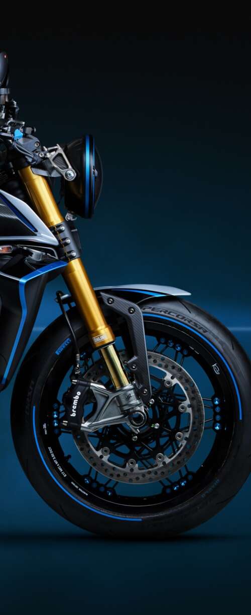 A highly detailed, close-up view of the MV Agusta Rush Titanio naked motorcycle featuring... Samsung Galaxy Z Flip7 FE background images hd