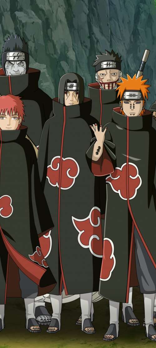 The Akatsuki members, including Pain (Nagato), wearing their iconic black cloaks... Vivo iQOO Z10 Turbo background images hd