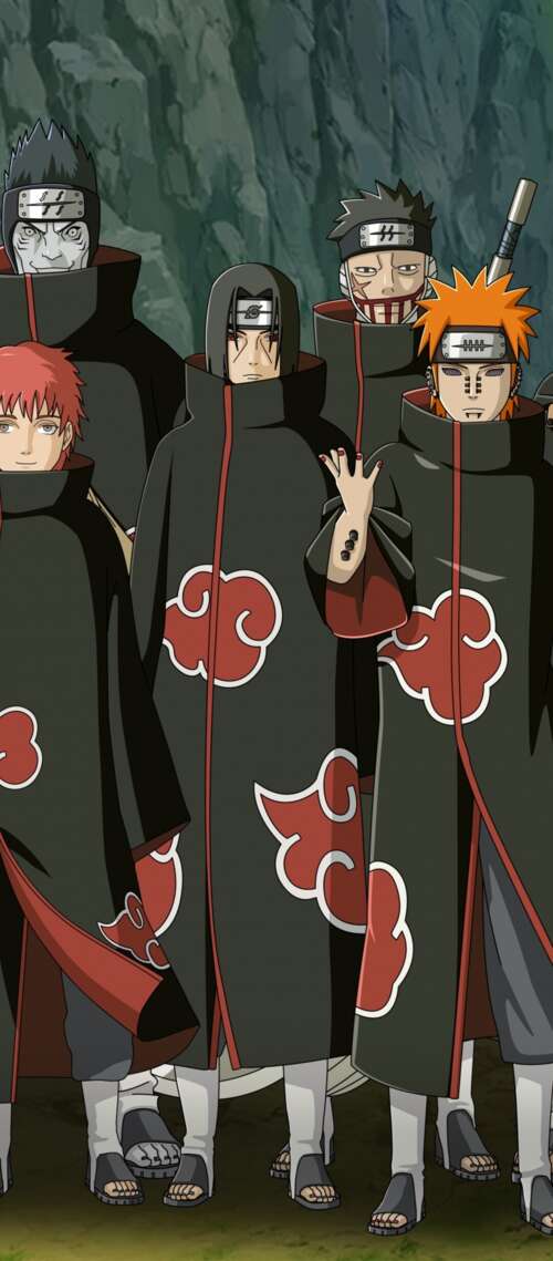 The Akatsuki members, including Pain (Nagato), wearing their iconic black cloaks... Blackview XPLORE X1 mobile wallpaper