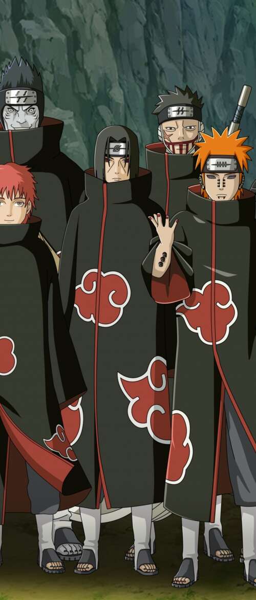 The Akatsuki members, including Pain (Nagato), wearing their iconic black cloaks... nubia Flip 3 free hd wallpapers