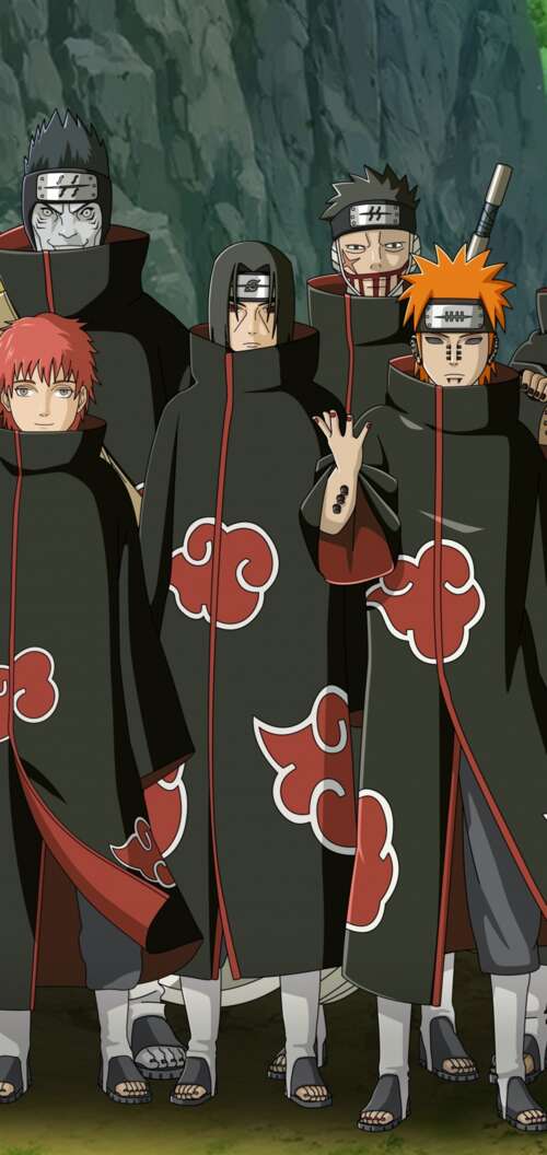 The Akatsuki members, including Pain (Nagato), wearing their iconic black cloaks... realme C83 5G wallpapers for android