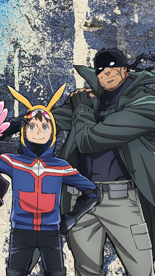 Anime illustration of Pop Step and Knuckleduster from My Hero Academia: Vigilantes. Apple iPhone SE 2022 free background