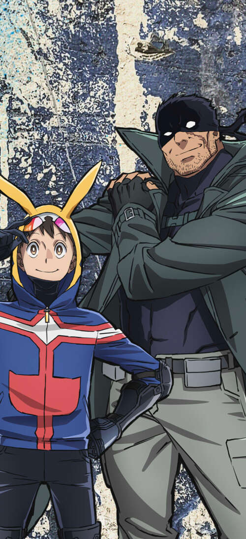Anime illustration of Pop Step and Knuckleduster from My Hero Academia: Vigilantes. Oppo K13 Turbo download free phone wallpaper