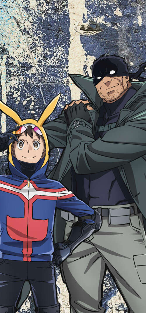 Anime illustration of Pop Step and Knuckleduster from My Hero Academia: Vigilantes. Samsung Galaxy S26 Ultra wallpapers for android