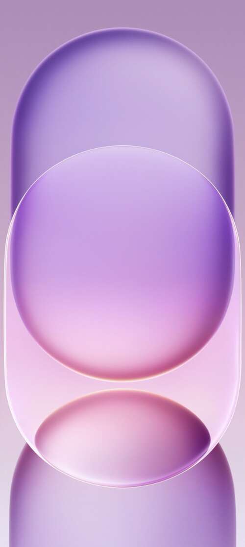 Abstract purple gradient background with translucent frosted glass overlays and glossy... Vivo iQOO Z10 Turbo lock screen wallpaper