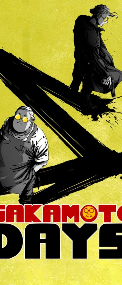 Taro Sakamoto from Sakamoto Days against a bright yellow background nubia Flip 3 wallpapers for android