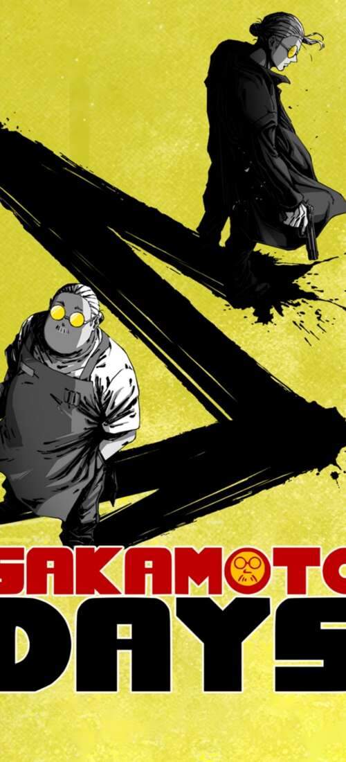 Taro Sakamoto from Sakamoto Days against a bright yellow background Oppo Find X9 hand phone wallpaper
