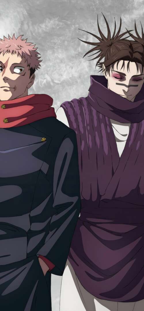 A high-resolution cinematic shot of Yuji Itadori and Choso from the anime Jujutsu... Xiaomi Redmi 15 4G hand phone wallpaper
