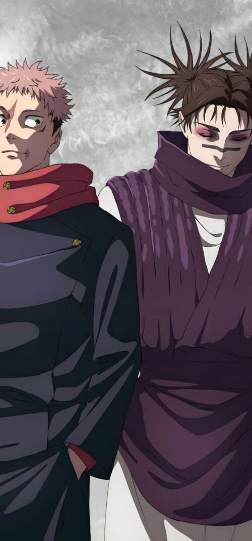 A high-resolution cinematic shot of Yuji Itadori and Choso from the anime Jujutsu... Samsung Galaxy S26 Ultra wallpapers for android