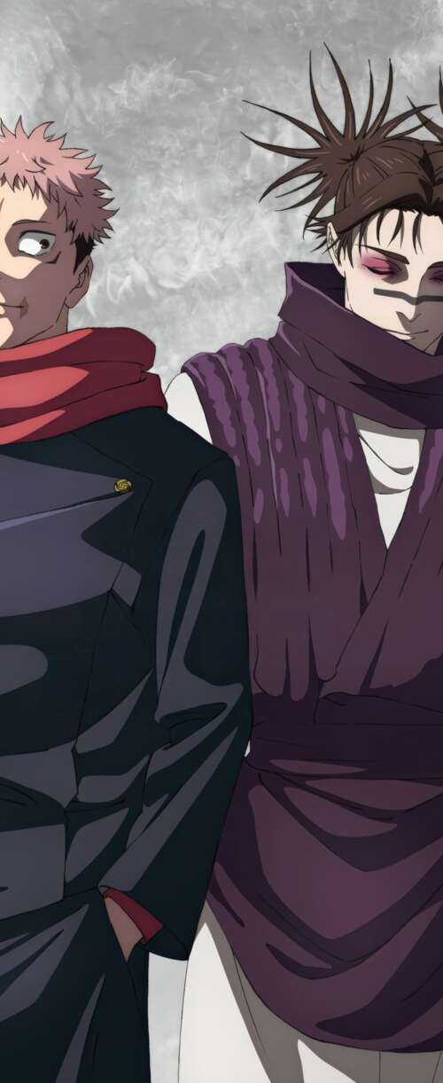 A high-resolution cinematic shot of Yuji Itadori and Choso from the anime Jujutsu... Samsung Galaxy Z Flip7 FE wallpaper