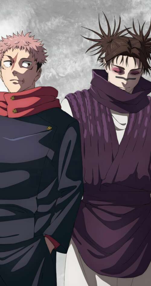 A high-resolution cinematic shot of Yuji Itadori and Choso from the anime Jujutsu... Sharp Aquos C10