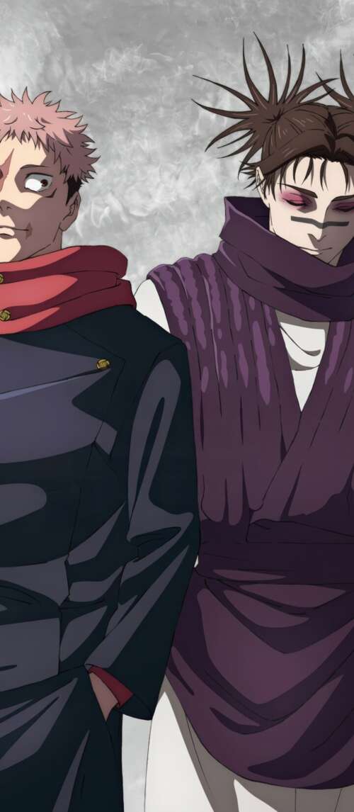 A high-resolution cinematic shot of Yuji Itadori and Choso from the anime Jujutsu... Xiaomi Redmi 14C 5G download free phone wallpaper
