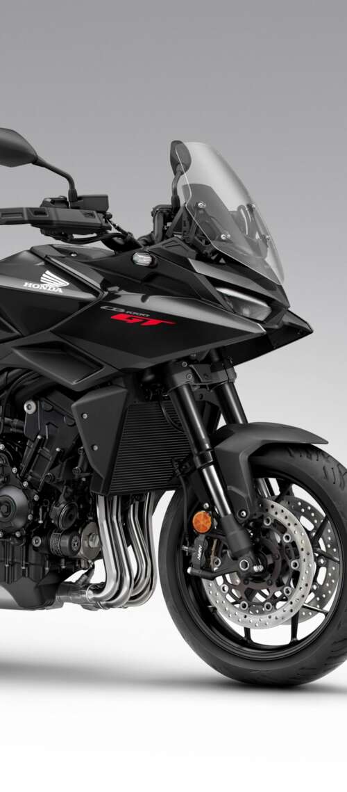 A sleek and modern black 2026 Honda CB1000GT touring motorcycle with a glossy finish. Blackview XPLORE 1 Pro lock screen wallpaper