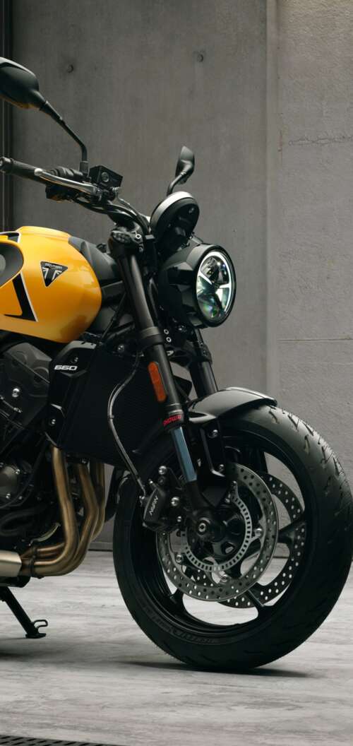 High-detail 5K render of the 2026 Triumph Trident 660 naked motorcycle featuring... Oppo A6k 4G wallpaper download