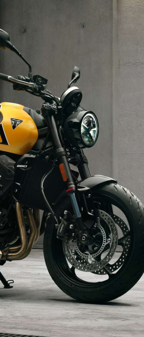 High-detail 5K render of the 2026 Triumph Trident 660 naked motorcycle featuring... nubia Flip 3 wallpaper photo gallery download