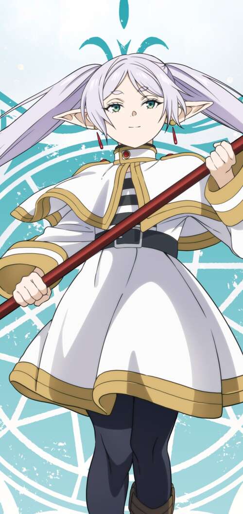 A character poster of Frieren, the white-haired elf mage from the anime Frieren:... Oppo A6k 4G background images hd