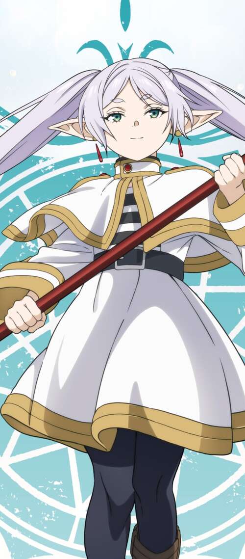 A character poster of Frieren, the white-haired elf mage from the anime Frieren:... Motorola Moto G06 Power