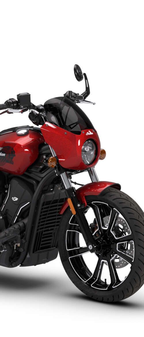 A modern 2026 cruiser motorcycle with a sleek design isolated on a white background. nubia Flip 3 hand phone wallpaper