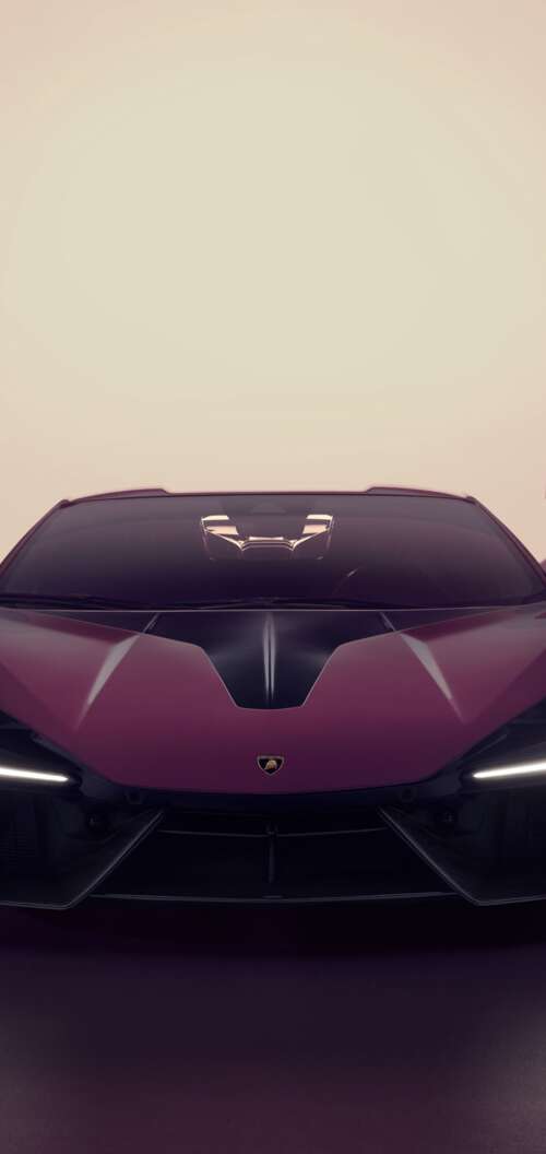 A sleek, metallic purple Lamborghini Revuelto hypercar with a futuristic design and... Oppo A6k 4G download free phone wallpaper