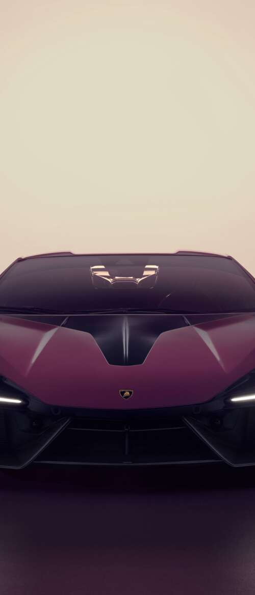 A sleek, metallic purple Lamborghini Revuelto hypercar with a futuristic design and... nubia Flip 3 wallpaper