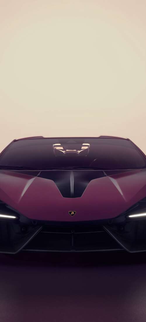 A sleek, metallic purple Lamborghini Revuelto hypercar with a futuristic design and... Oppo Find X9 free wallpaper