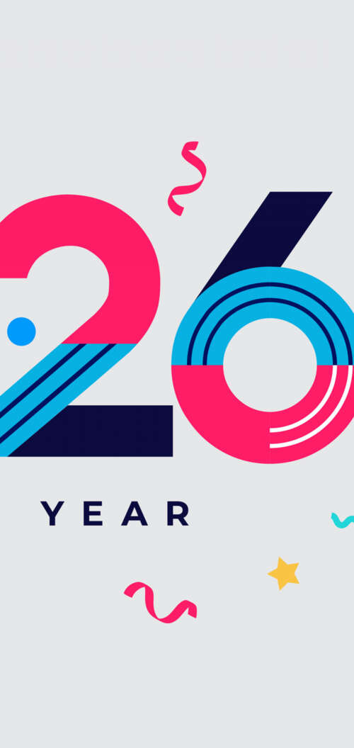 A colorful geometric abstract design featuring the text 'Happy New Year 2026' with... Oppo A6k 4G wallpaper download