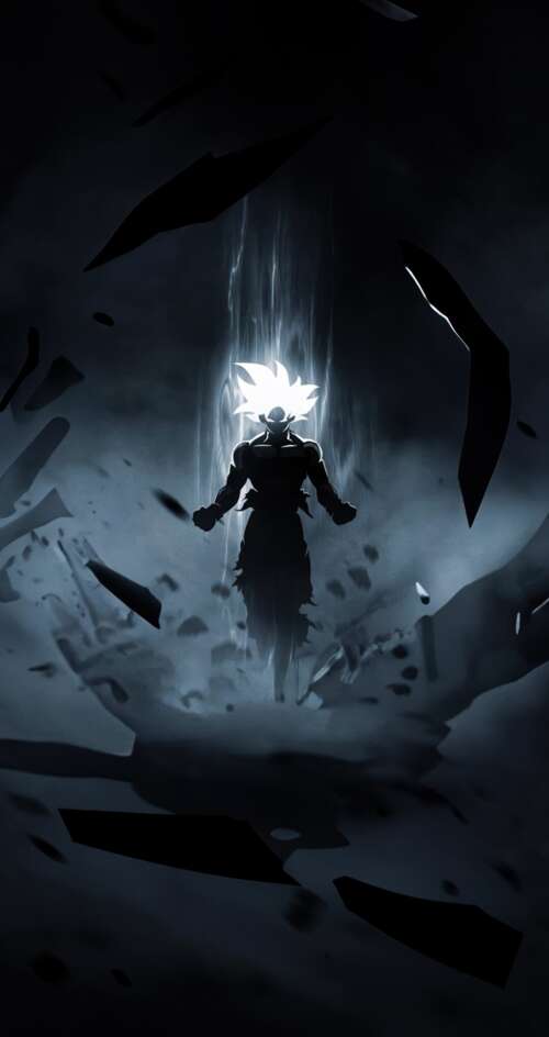 Goku from Dragon Ball Super in his Perfected Ultra Instinct form featuring silver... Sharp Aquos C10 download free phone wallpaper