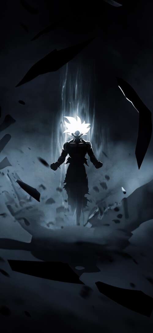 Goku from Dragon Ball Super in his Perfected Ultra Instinct form featuring silver... Xiaomi Redmi 15 4G hd background