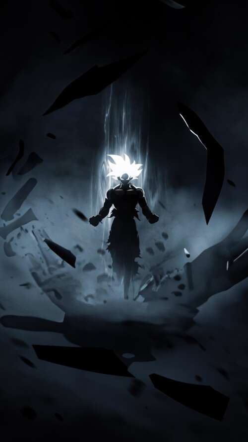 Goku from Dragon Ball Super in his Perfected Ultra Instinct form featuring silver... Apple iPhone SE 2022 download free wallpaper for phone
