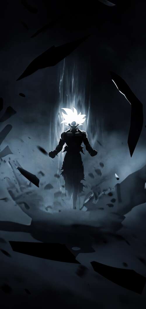 Goku from Dragon Ball Super in his Perfected Ultra Instinct form featuring silver... Oppo A6k 4G lock screen wallpaper