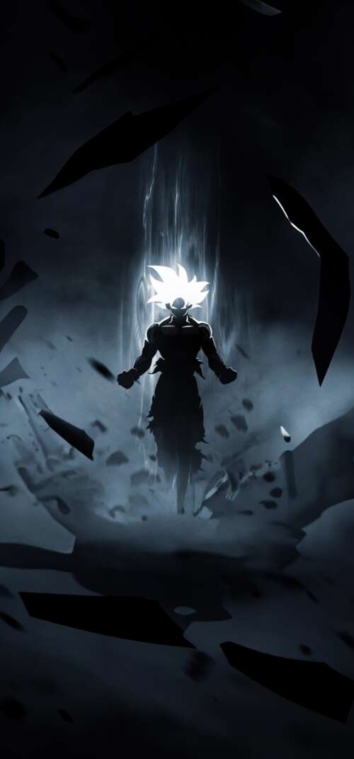 Goku from Dragon Ball Super in his Perfected Ultra Instinct form featuring silver... Samsung Galaxy S26 Ultra wallpaper images