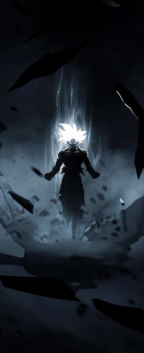 Goku from Dragon Ball Super in his Perfected Ultra Instinct form featuring silver... Samsung Galaxy Z Flip7 FE mobile wallpaper