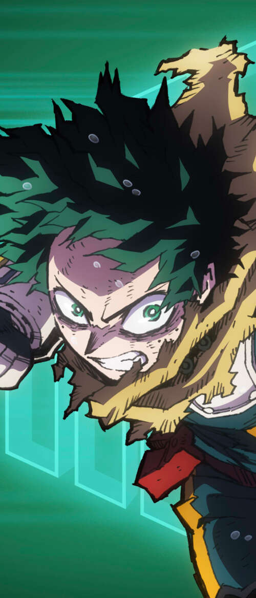 Izuku Midoriya from My Hero Academia in a dynamic anime action pose. nubia Flip 3