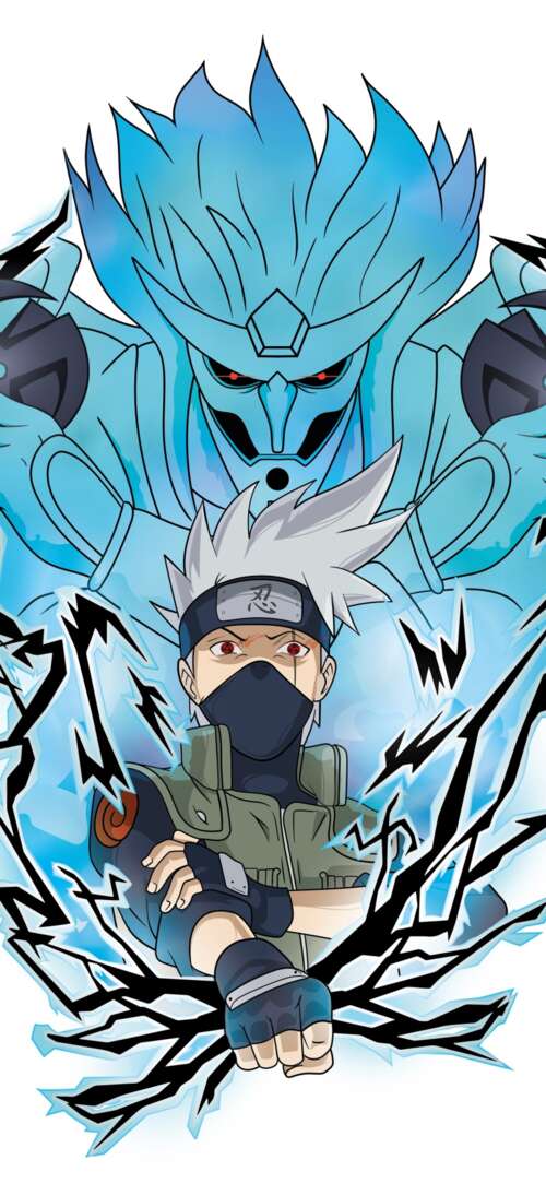 High-detail artwork of Kakashi Hatake from Naruto featuring his Susanoo mode against... pictures for wallpaper
