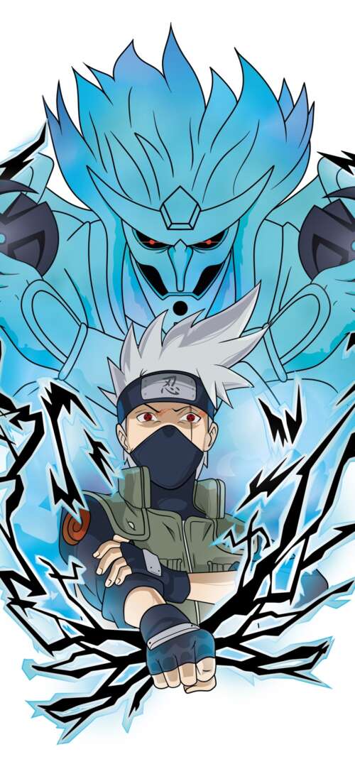 High-detail artwork of Kakashi Hatake from Naruto featuring his Susanoo mode against... Xiaomi Redmi 15 4G high definition wallpaper