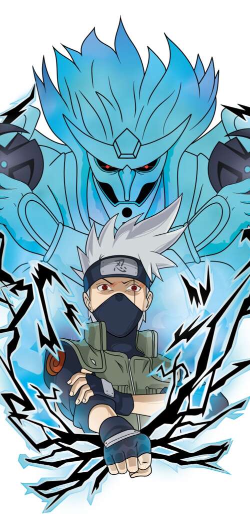 High-detail artwork of Kakashi Hatake from Naruto featuring his Susanoo mode against... Oppo A6k 4G hd background