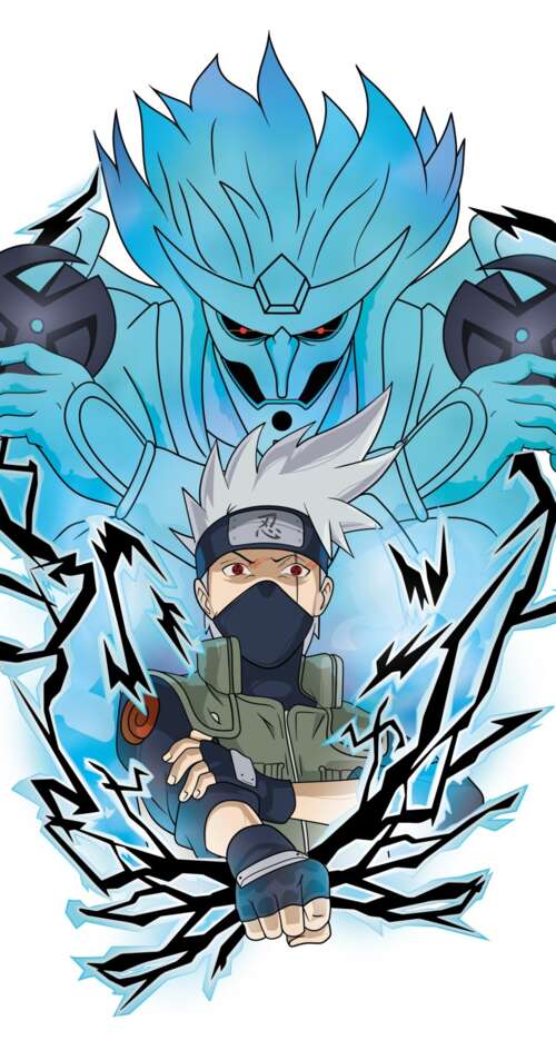 High-detail artwork of Kakashi Hatake from Naruto featuring his Susanoo mode against... Sharp Aquos C10 pictures for wallpaper