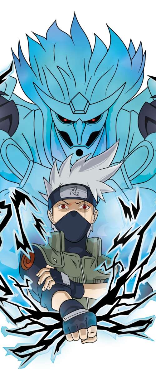 High-detail artwork of Kakashi Hatake from Naruto featuring his Susanoo mode against... Samsung Galaxy Z Flip7 FE wallpaper images