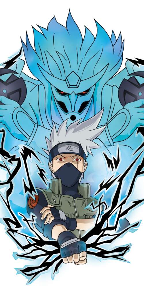 High-detail artwork of Kakashi Hatake from Naruto featuring his Susanoo mode against... Huawei Mate 30 Pro pictures for wallpaper