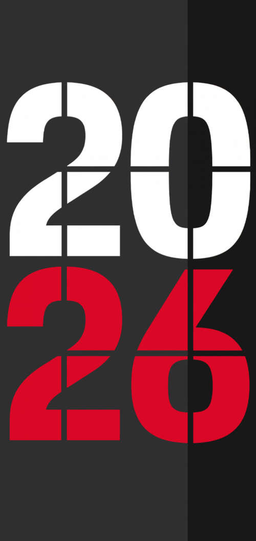 A minimalist 2026 New Year design featuring sleek typography on a dark, atmospheric... Oppo A6k 4G download free phone wallpaper