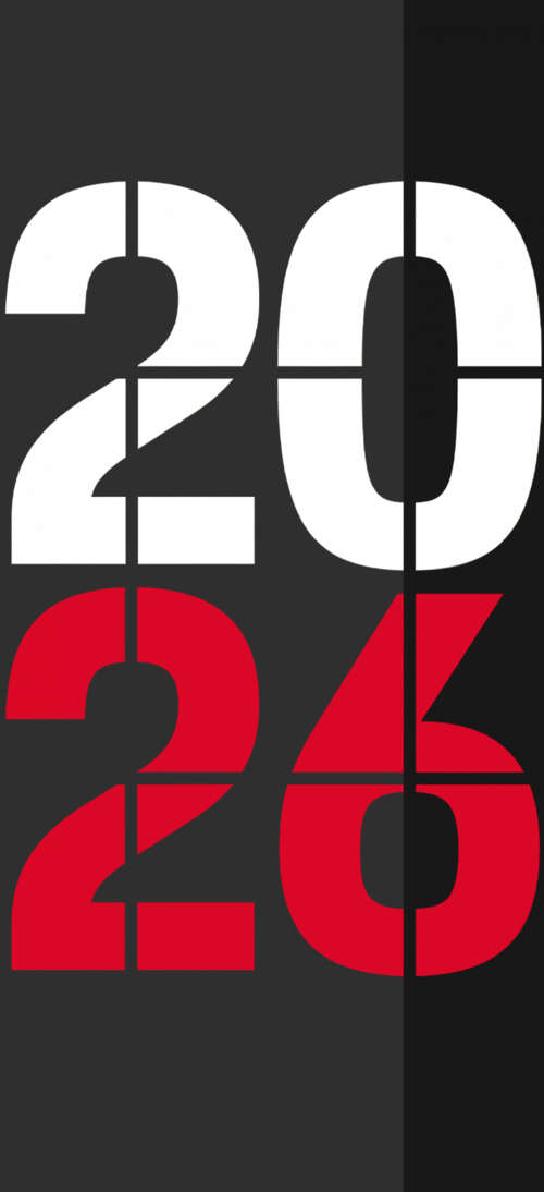 A minimalist 2026 New Year design featuring sleek typography on a dark, atmospheric... realme GT 7T free hd wallpapers