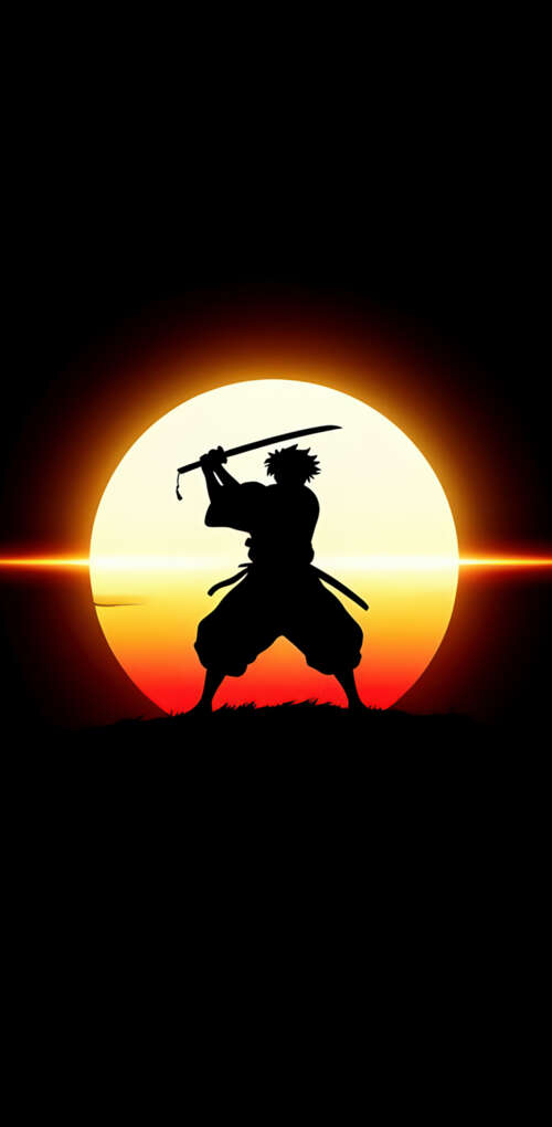High-contrast silhouette of a samurai warrior against a solid black background. Huawei Mate 30 Pro hand phone wallpaper