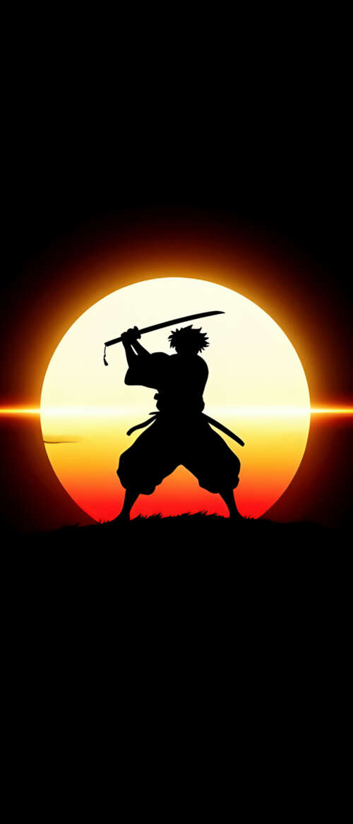 High-contrast silhouette of a samurai warrior against a solid black background. nubia Flip 3 background images hd